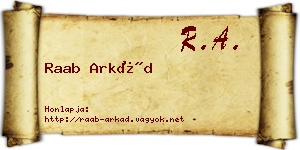 Raab Arkád névjegykártya